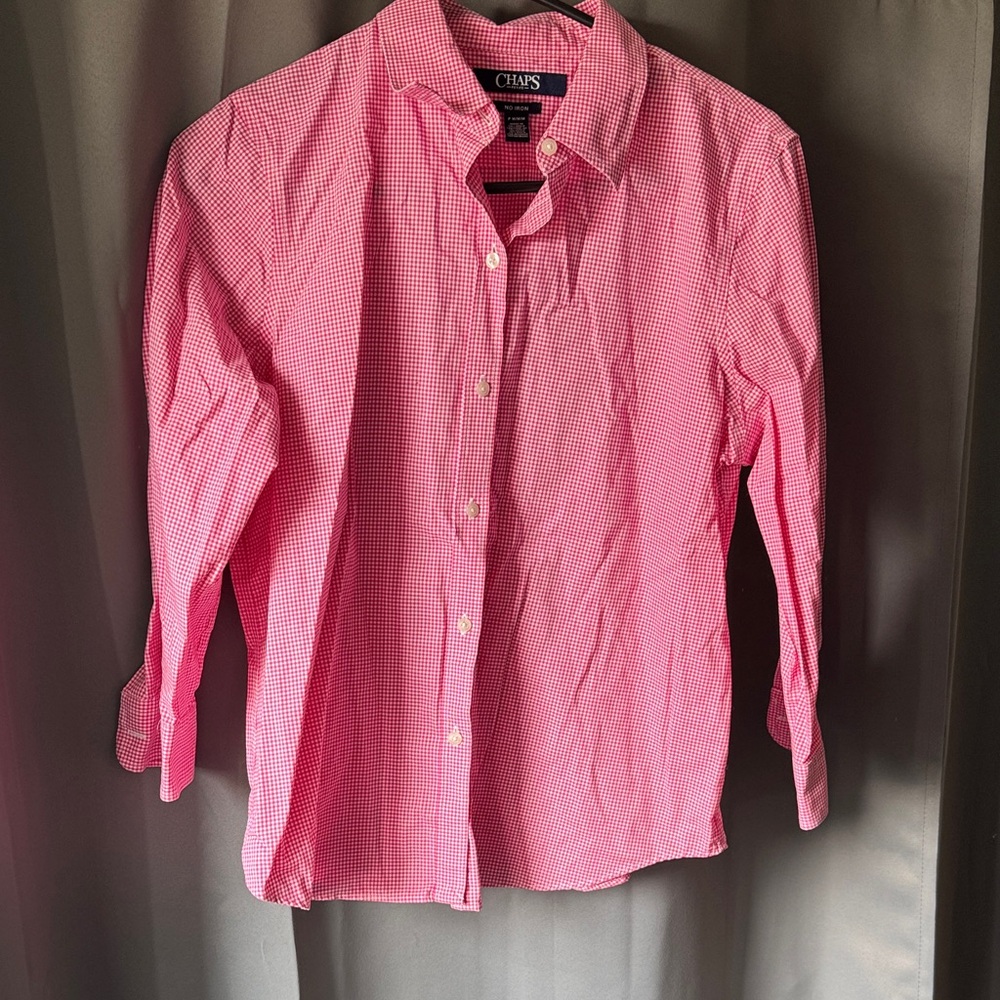 Chaps Women’s Pink Gingham Button Down Shirt